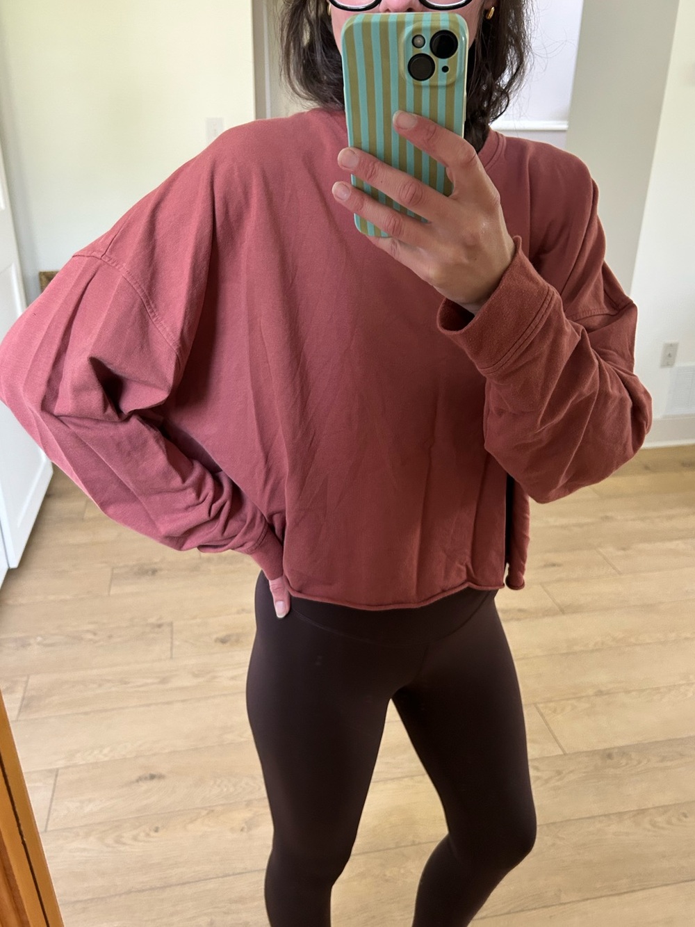 knix Cropped Long-Sleeve Pullover in Dusty Rose